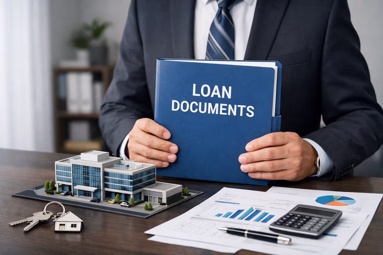 Collateral and personal guarantee concept with business documents and property symbols