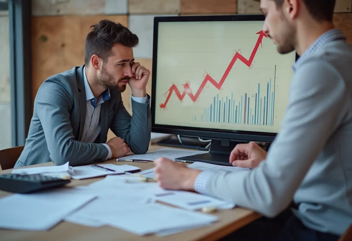 Business owner facing rising variable loan payments on a laptop screen