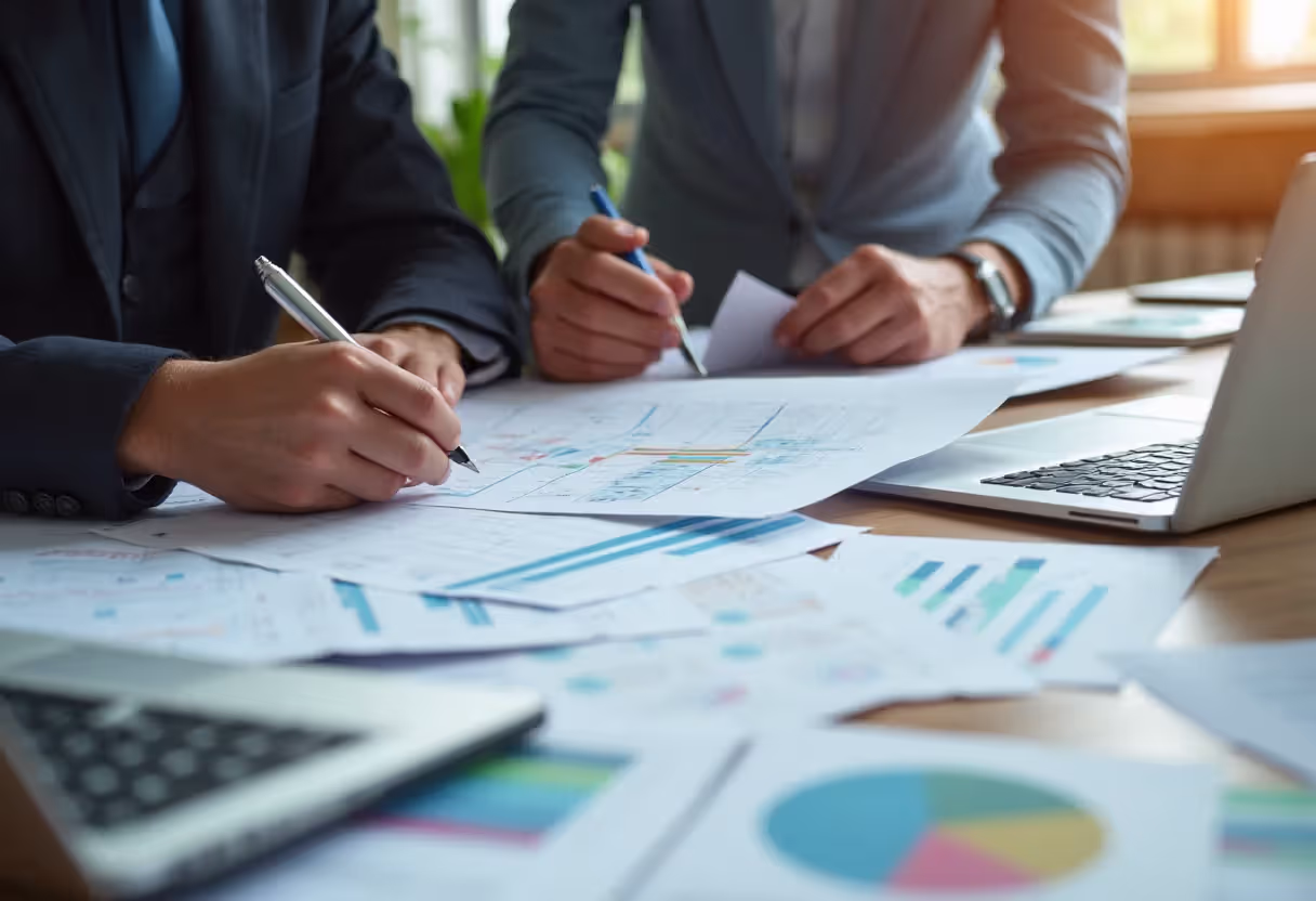 Business owner reviewing a business plan with an advisor