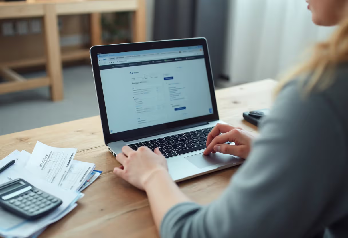 Person setting up automatic payments for a fixed rate personal loan