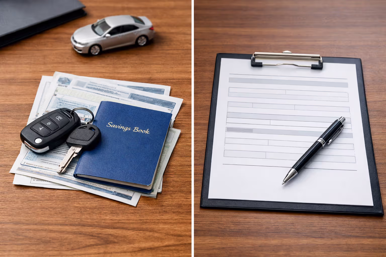 Collateral items next to unsecured loan paperwork on a desk