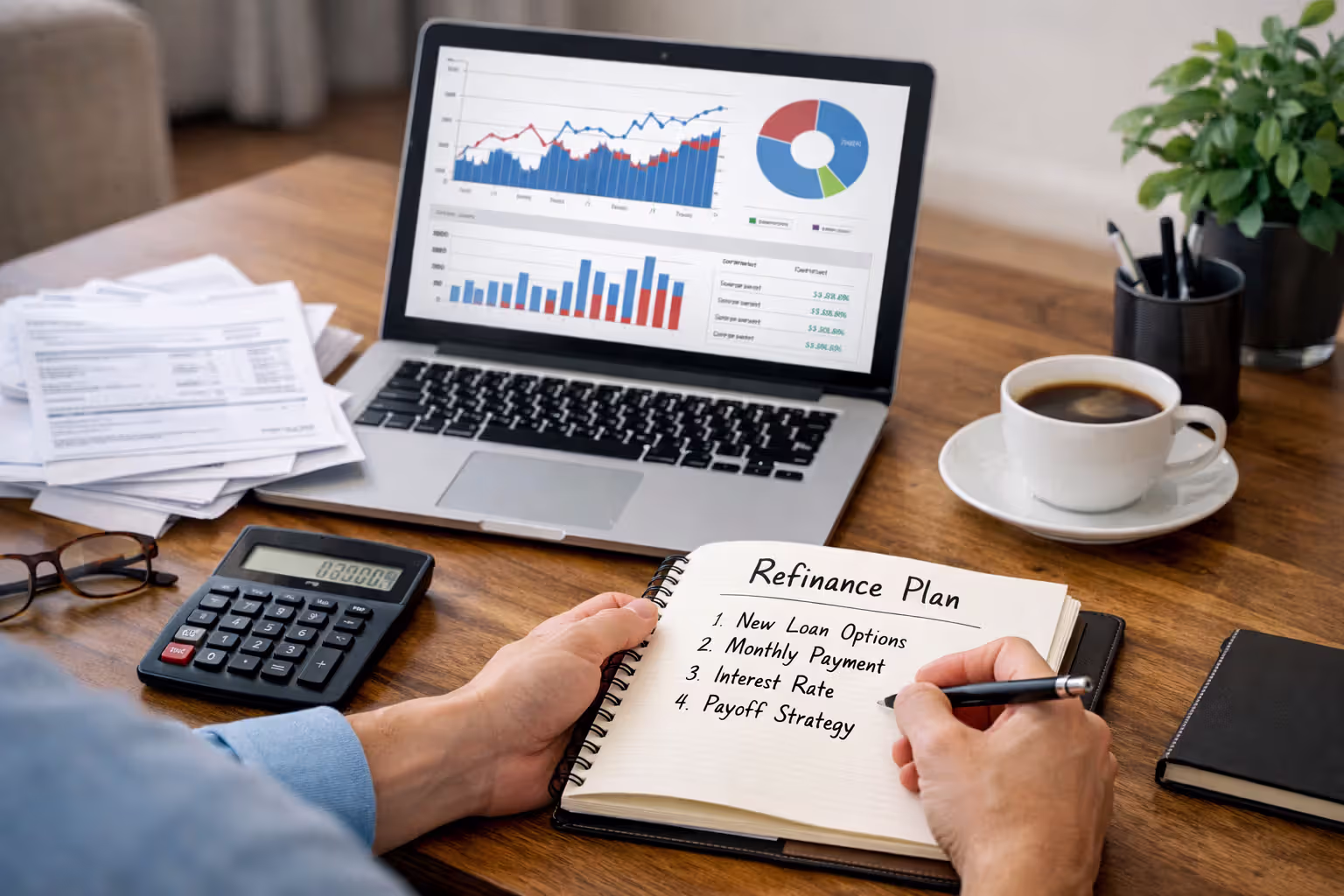 Person reviewing finances and planning around loan maturity