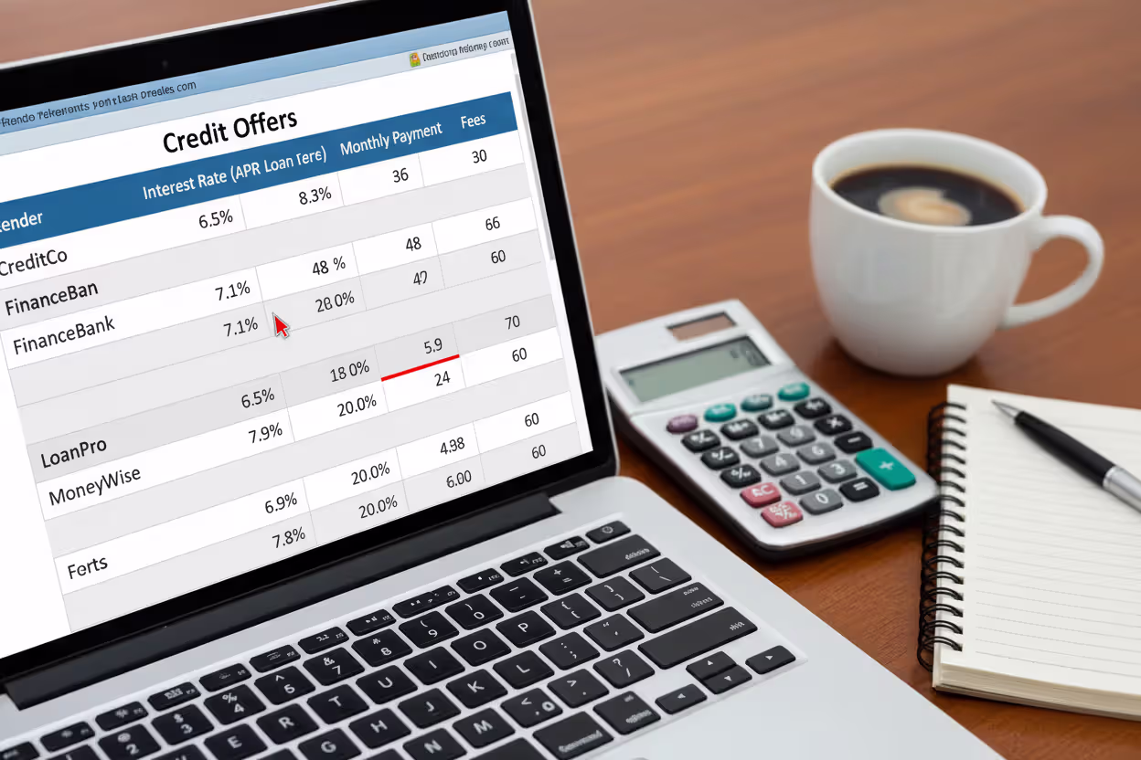 Comparing private student loan offers on a laptop