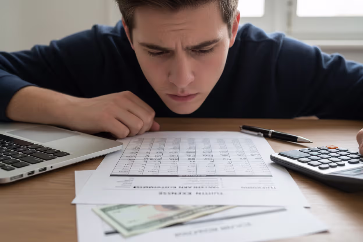 Student calculating education costs and loan payments
